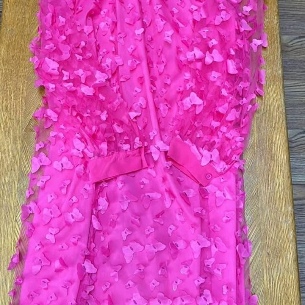 SHEIN Vibrant Pink Long Sleeve Dress